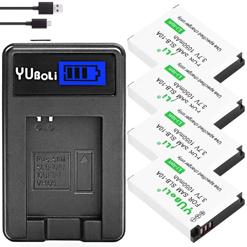 YUBOLI 1050 мА/ч SLB 10A SLB10A батарея + ЖК дисплей USB зарядное устройство для Samsung HMX U10 U100 SL720