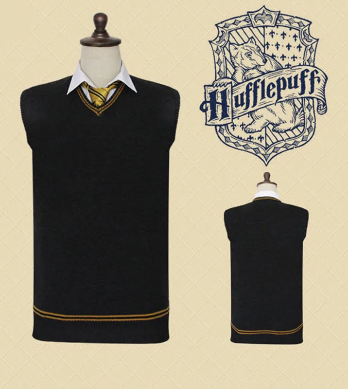Harri свитер в стиле Гарри Поттера Гриффиндор Слизерин Ravenclaw Hufflepuff свитер, жилет, пальто Косплей костюмы на Хэллоуин и Рождество подарок - Цвет: Hufflepuff
