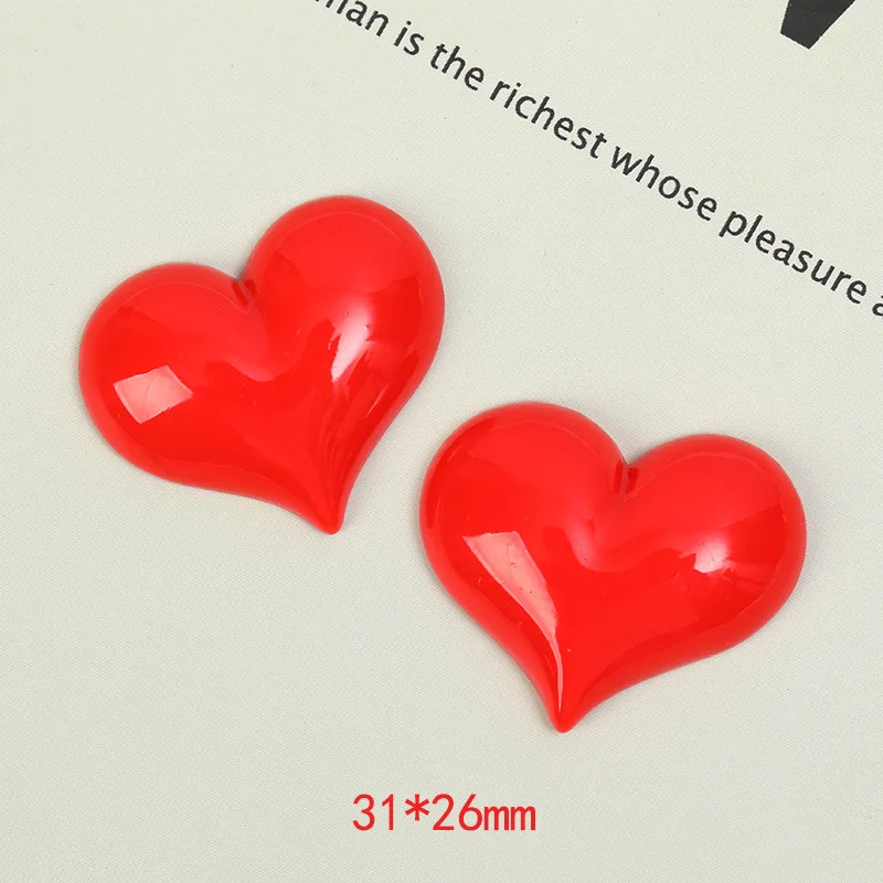 

10Pcs Red Heart Flat Back Resin Cabochons For Hair Bow Center diy Scrapbooking For Embellishment Decoration Craft Accessories