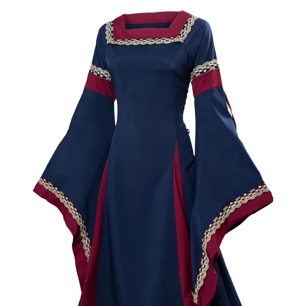 Платье женское длинное с воротником и длинными рукавами фонариками| |