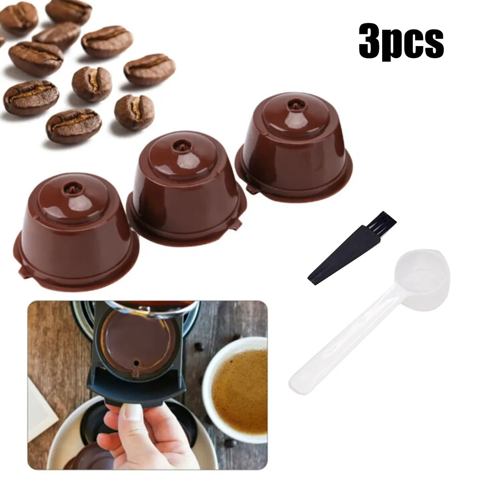 

3x For Dolce Gusto Capsules 1x Brush 1x Spoon Coffee Filter Capsule Shell Filter Cup Capsule Cup For DOLCE GUSTO