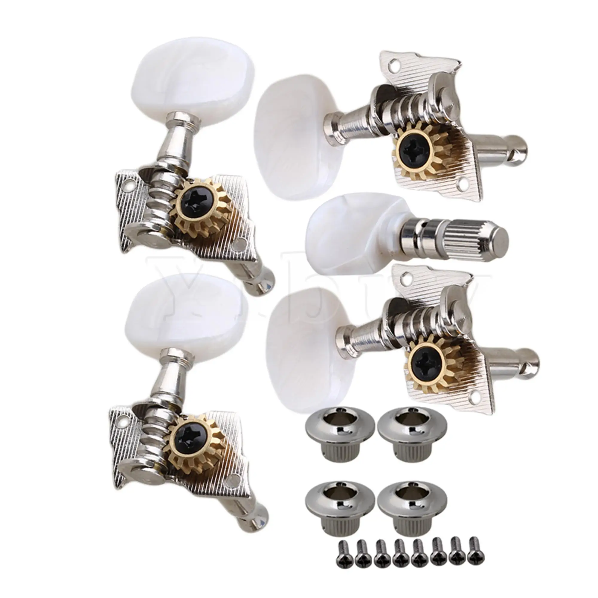 

Yibuy 5PCS Semiclosed Banjo Machine Head Tuning Tuner Peg White Button
