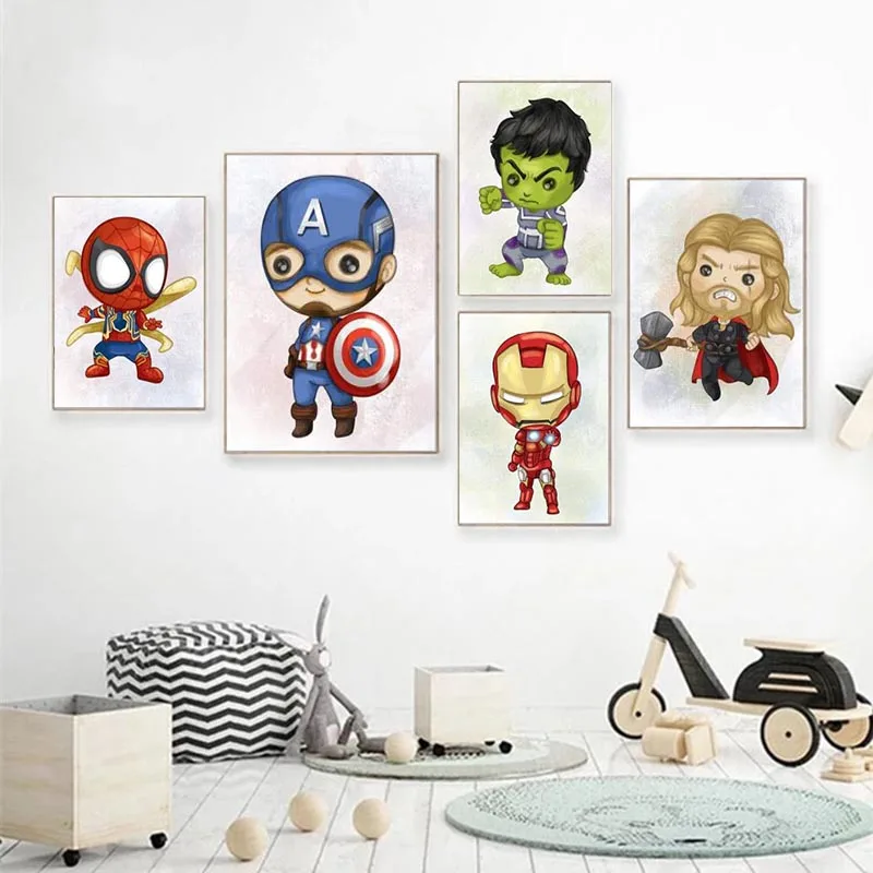 

Marvel Superhero Canvas Painting Prints Avengers Posters and Prints Wall Bedroom Home Decor