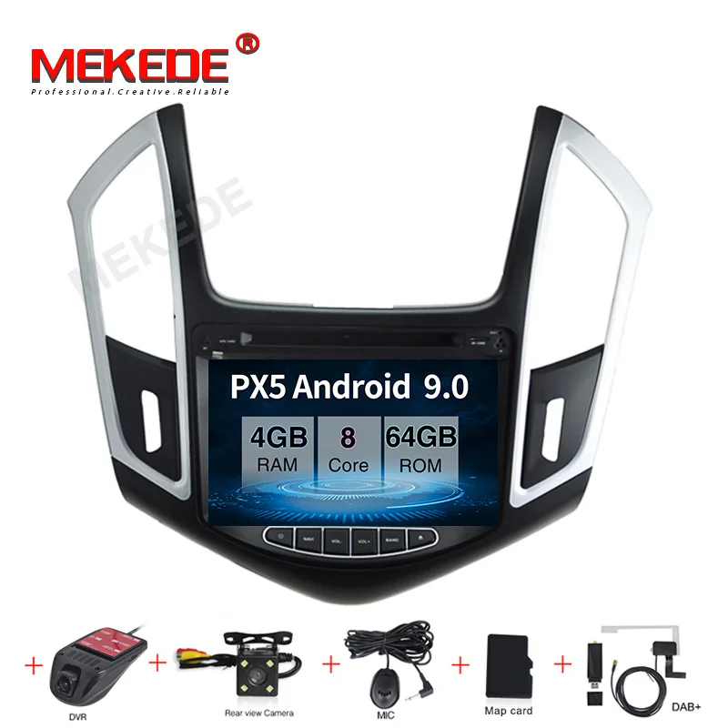 MEKEDE Android 9,0 px30 Автомобильный мультимедийный плеер для 2013 Chevrolet Cruze gps Navi 2din Автомагнитола с сенсорным экраном головное устройство - Цвет: 64G camera DVR DAB