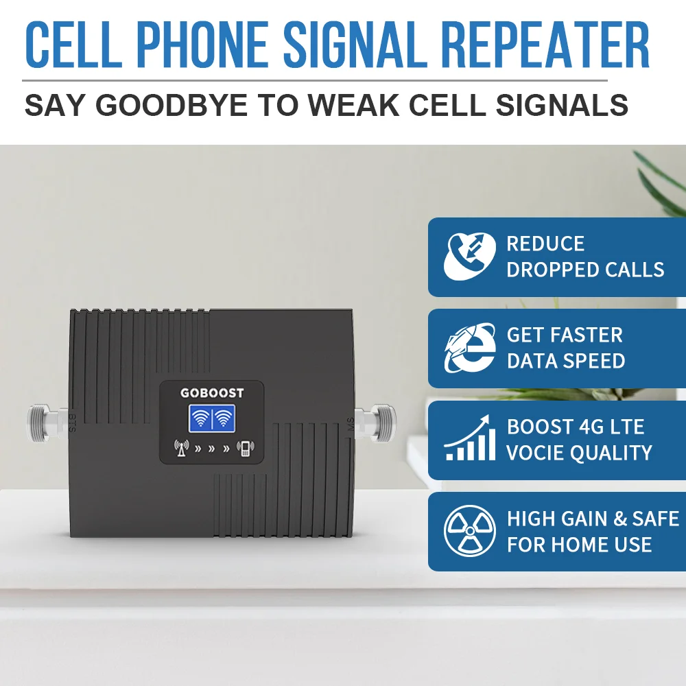 Cena Wzmacniacz Sygnału GOBOOST Do Użytku Samochodowego 2-pasmowy Wzmacniacz Komórkowy 2G + 3G + 4G LTE 850 900 1800 2100 1900 1700MHz Zestaw Wzmacniacza Sieciowego 4G