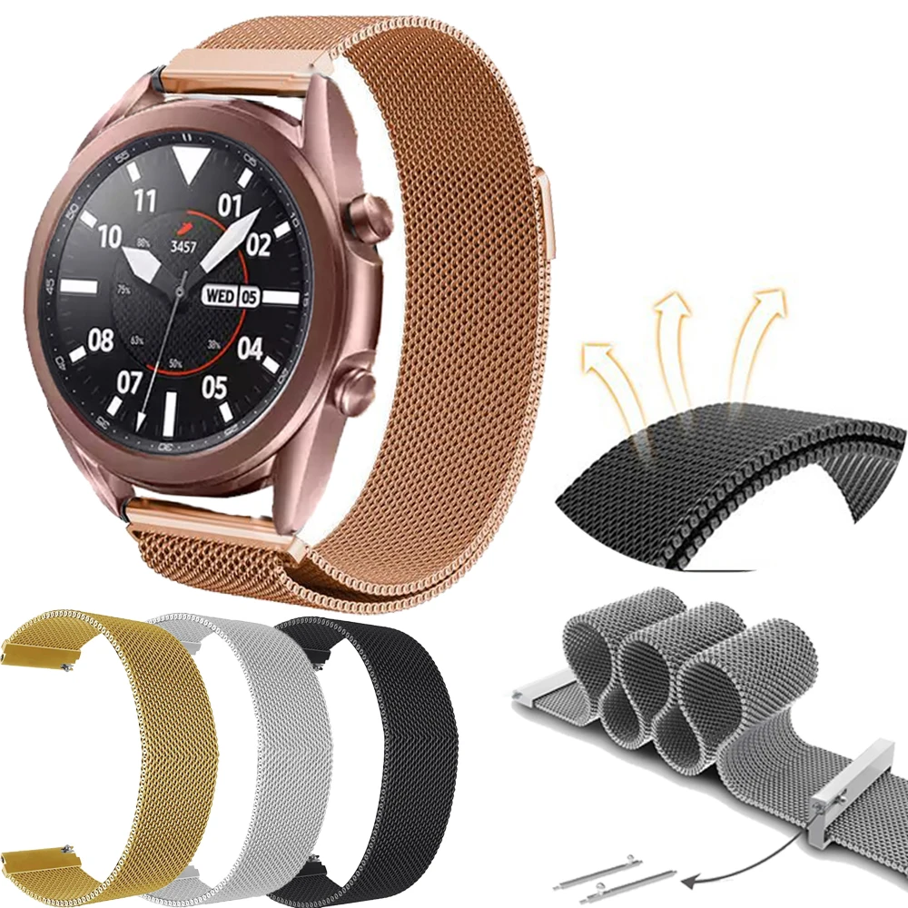 

Smart Stainless Steel Strap For Samsung Galaxy Watch 3 45/46mm 22mm Bracelet Sport Metal Watch Band for Gear S3 Frontier Classic