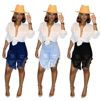 tassel jean shorts women summer sexy hollow out short hole classic denim jeans high waisted jeans skinny outfit clothing