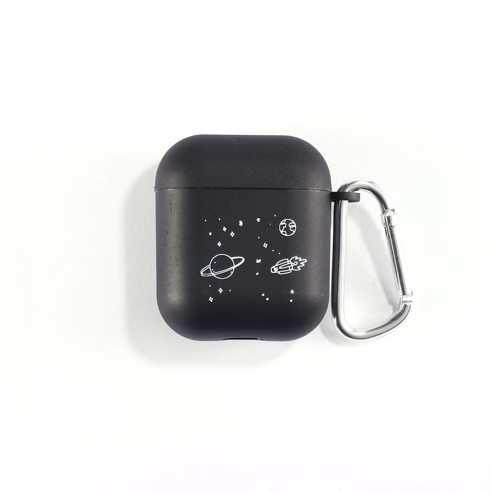 Outer Space Astronaut Stars Moon Earphone Case For Apple iPhone Charging Box For AirPods Pro Soft Candy Color Carabiner Cover