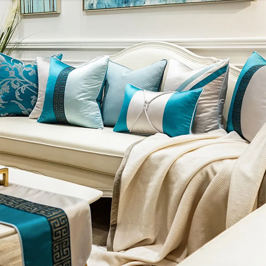 Винтажный элегантный чехол подушка в восточном стиле Современная синяя