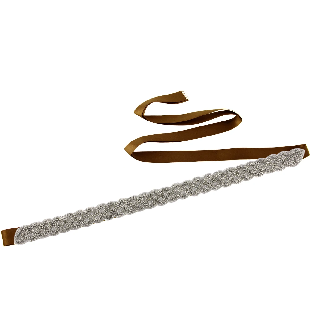 brown TRiXY A216 Стразы Бисероплетение вечернее платье аксессуары для платья Свадебные ремни Кристалл Свадебные ремни Стразы пояс для невесты - Цвет: brown