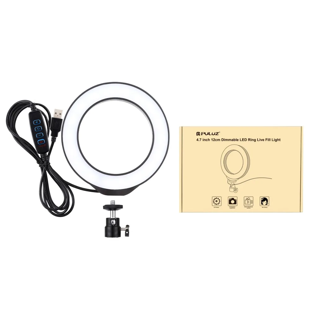 PULUZ 4,7/6,2 дюймов USB 3 режима диммируемая фотография селфи кольцевой светильник светодиодный видео светильник для блогера и холодного башмака штатив с шаровой головкой