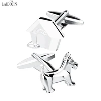 laidojin silver plated shirt cuff cufflinks for mens high quality fine gift novelty dog house mix cuff links brand men jewelry