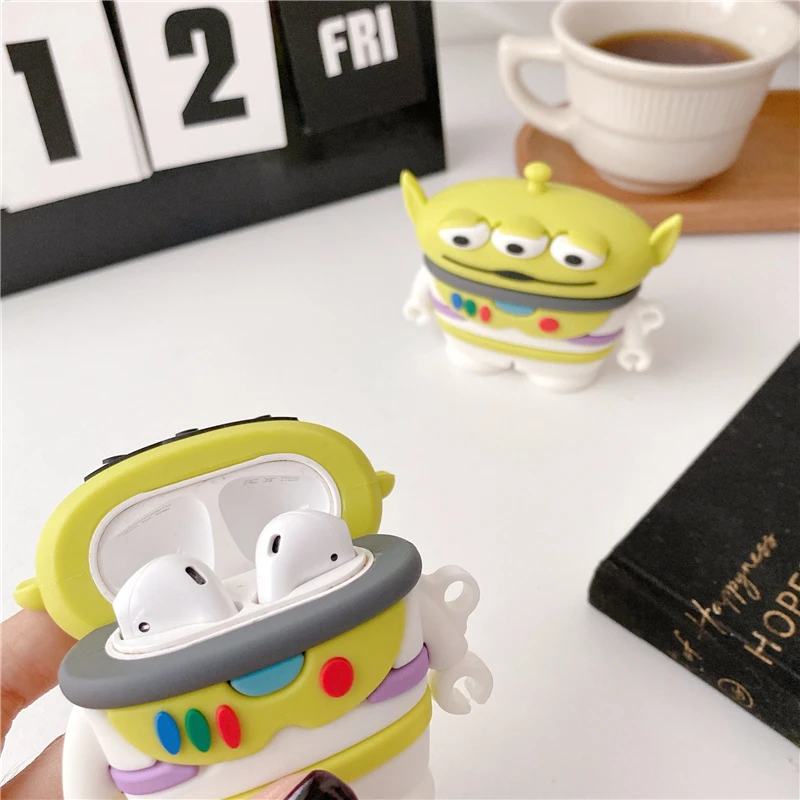 silicone toy story buzz airpods case disney anime cartoon wireless earphones protection cover free global shipping