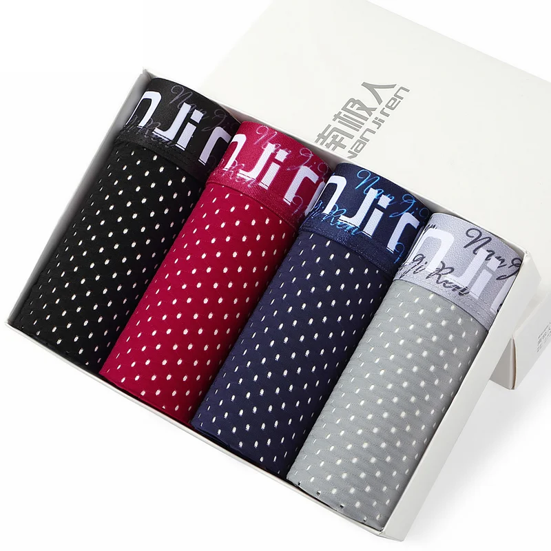 4pcs/Lot Men Underwear Man Boxer Summer Ice Network Mesh Breathable Sexy Youth Boxer Bamboo Ventilate Shorts Four shorts Cosy