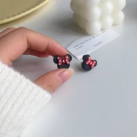 cute mouse bow earrings stud wholesale black resin handmade anime fashion jewelry cartoon 2022 charm accessories for women