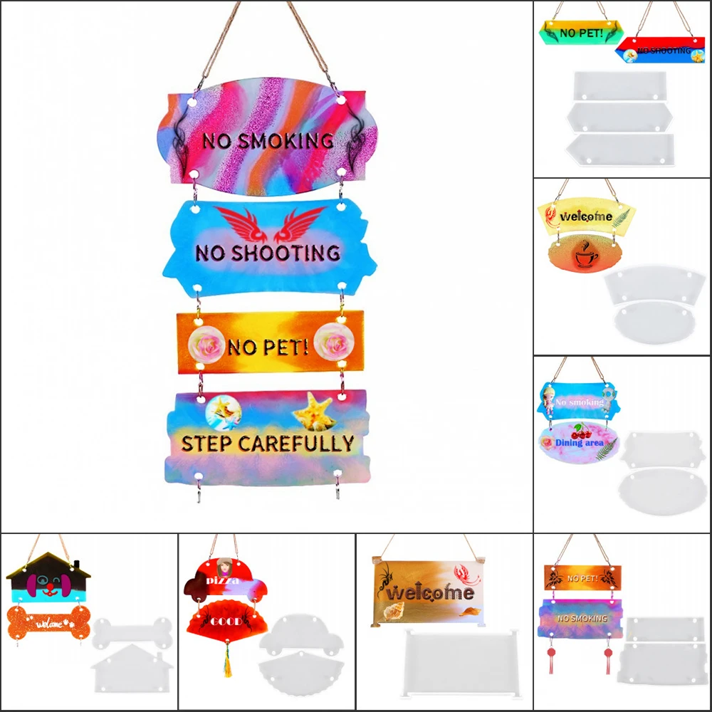 

DIY Mould Hanging Tags Handmade Crystal Epoxy Silicone Mold Indicator Signs Doorplate Mould Home Hanging Decoration Craft Gifts
