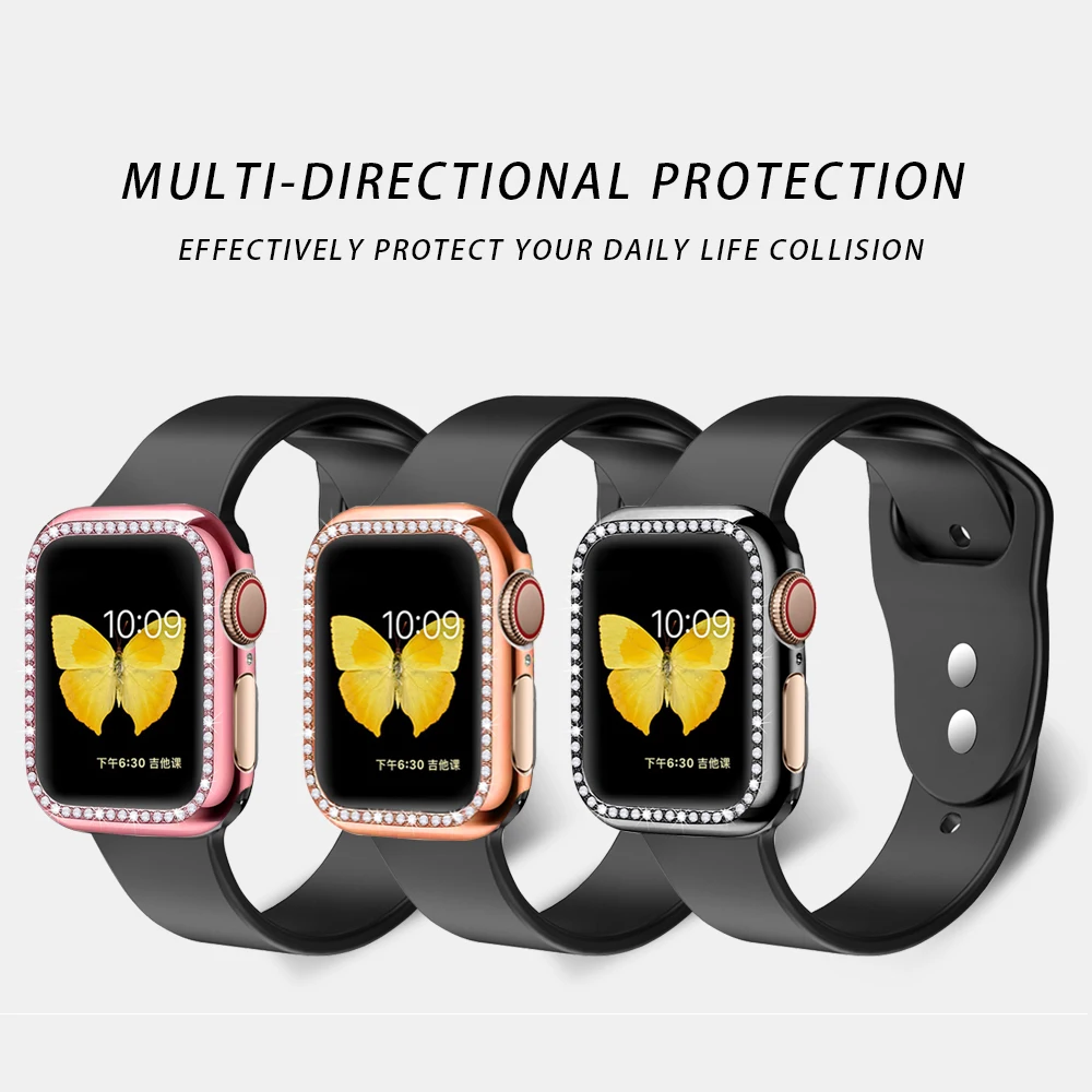 Чехол-бампер с алмазами защитный чехол для Apple Watch Cover Series 5 4 3 2 1 38 мм 42 мм чехол s для Iwatch 5 4 40 мм 44 мм аксессуары для часов