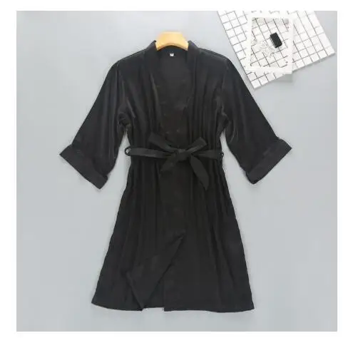 Халат-кимоно Женский из искусственного шёлка с кружевной отделкой | Женская