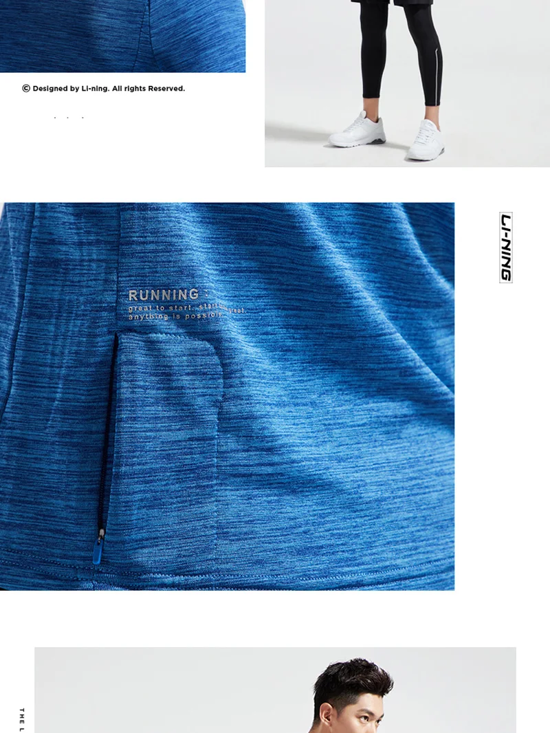 Li-Ning Мужская футболка для бега с длинным рукавом, облегающая, теплая, оболочка, 95% полиэстер, 5% спандекс, подкладка, спортивные топы ATLN147 MTL997