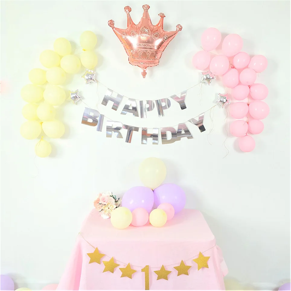 Фольгированные шары на день рождения корона блестящие Буквы Бумажный баннер DIY С