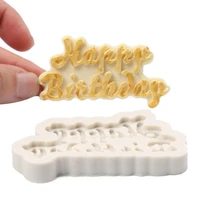 1pc diy happy birthday shape silicone molds letter gumpaste chocolate fondant cake decorating tools wholesale fast delivery
