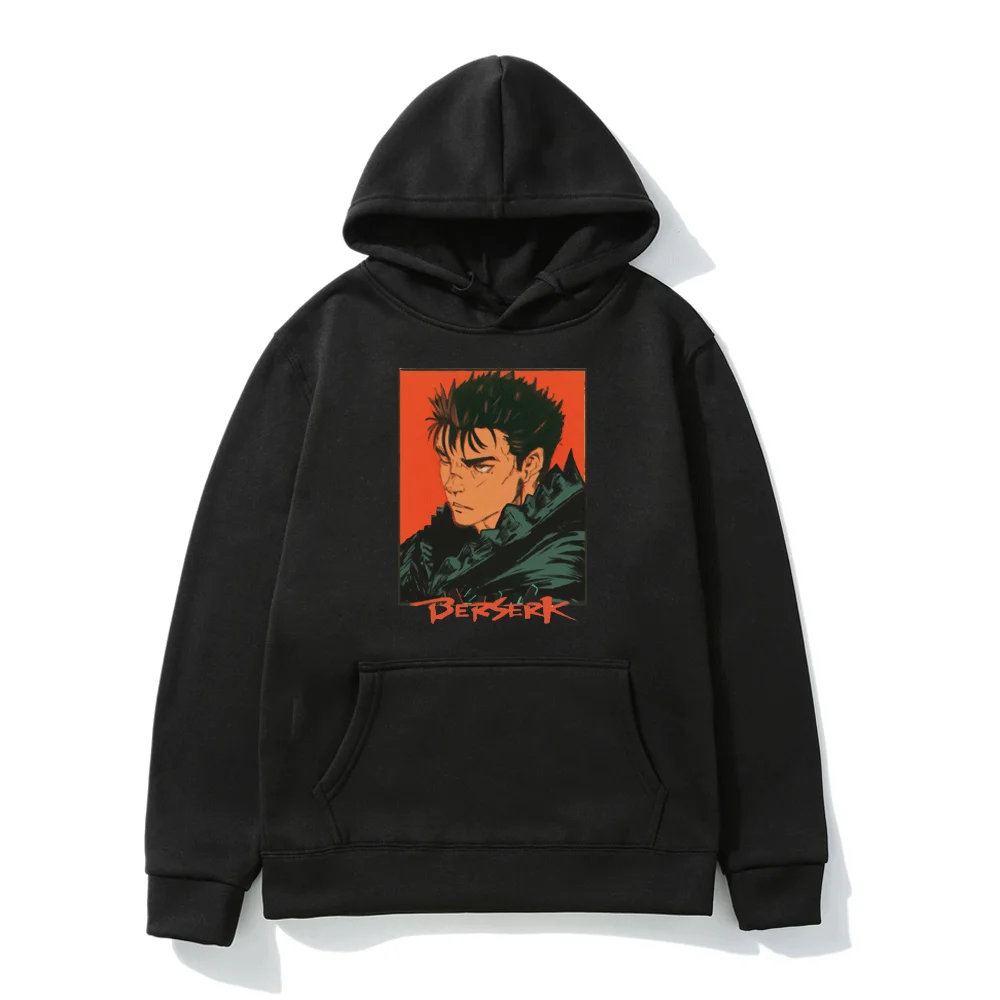 

Japanese Comics Berserk Novelty Hooded Sweatshirt Street Hip-hop Y2K Style Pullover Swordsman Gatsu Printed Anime Hoodie Men Top