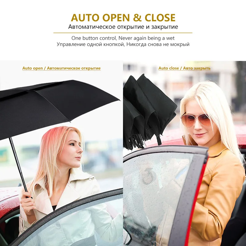3 складной Портативный ветра зонт от дождя Для женщин мужчин Мощный двойной