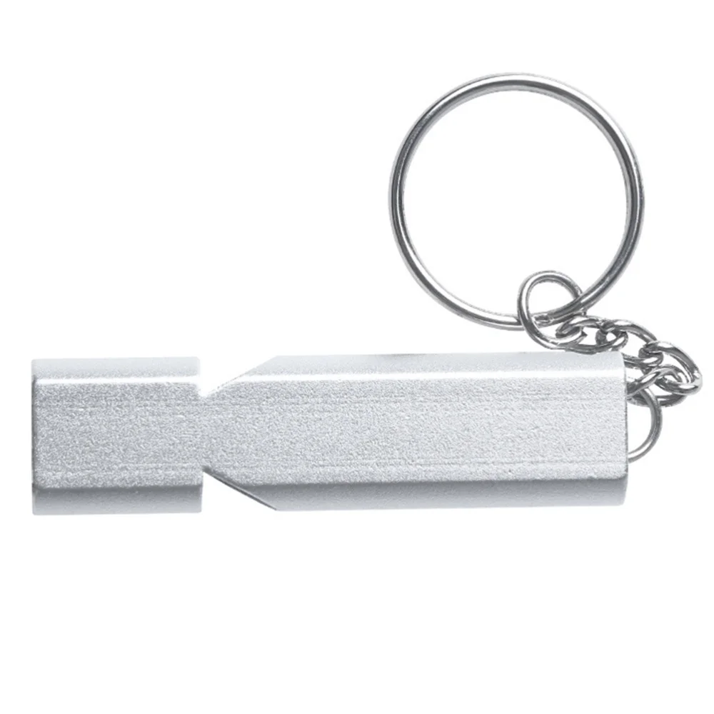 

5Pcs Flat Metal Double Hole Survival Whistle High Frequency Outdoor Lifeguard Whistle (Golden)