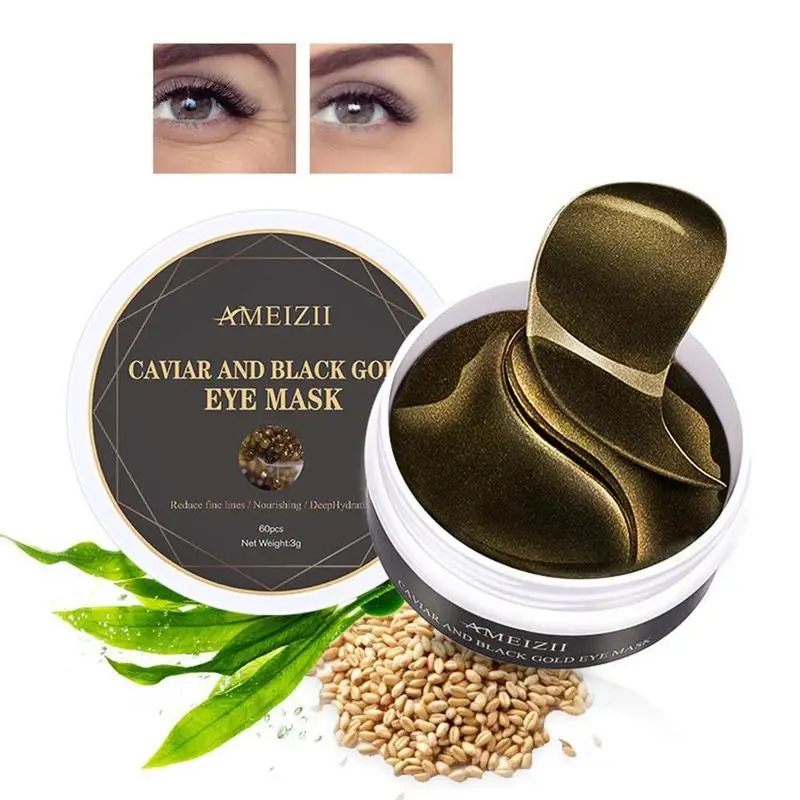 

60 Pcs deep sea caviar eye mask black gold eye patch Collagen Face Skin Care Hyaluronic Acid Gel Anti-Wrinkle Eye Bag