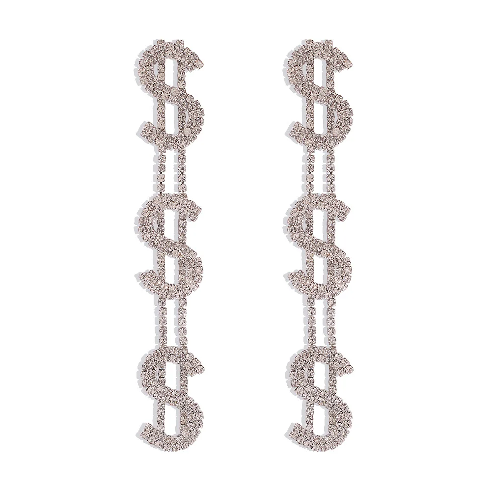 

MD E8444 personality exaggeration big s letter Earrings fashionable temperament long claw chain earrings earrings popular women