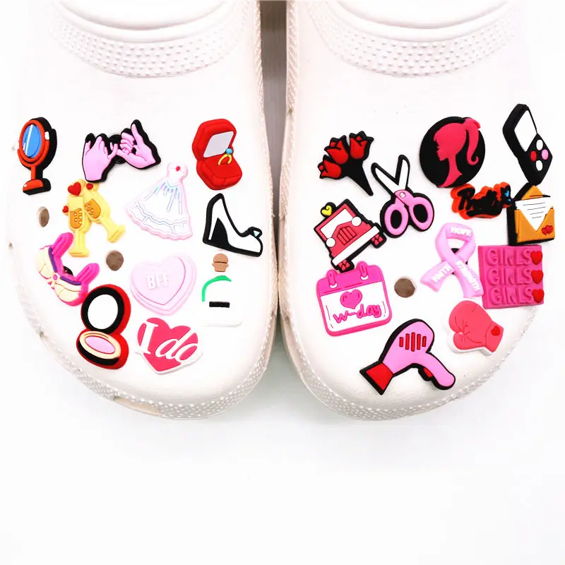 23 Kinds of Fashion Sweet Style Shoe Charms Accessories Cute Girl Series PVC Shoe Decoration for Croc jibz Kids Party X-mas Gift