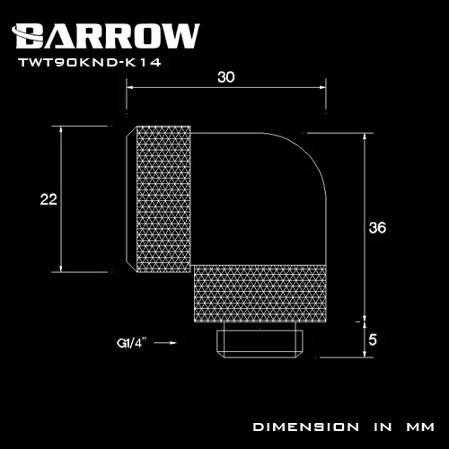 Barrow TWT90KND-K14 90 Degree Hard Pipe Fittings G1 / 4 Adapter For 14mm Tubes ethernet wall plate gadget foot screw | Компьютеры и