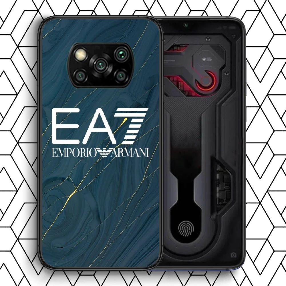 

Luxury Italian Brand EA7 Phone Case Cover Hull For Xiaomi Mi A2 A3 8 9 9T Note 10 Se Lite Pro Black Bumper Fashion Funda Soft