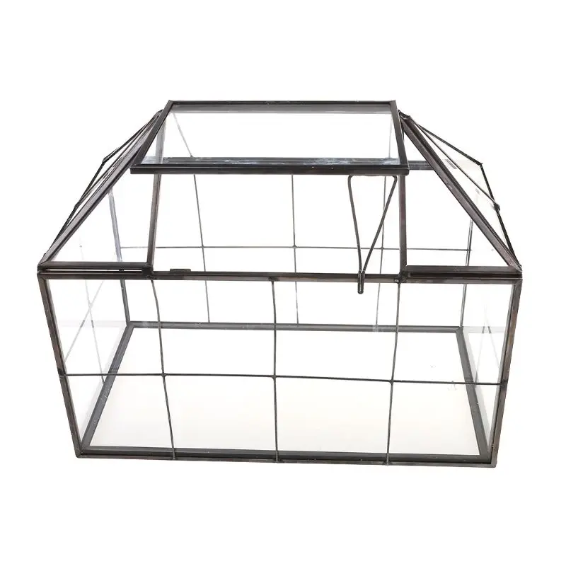 

CPDD Glass Terrarium Jewelry Box Clear Glass Box Geometrical Box ,House Shape Close Glass Geometric Terrarium Tabletop Succulent