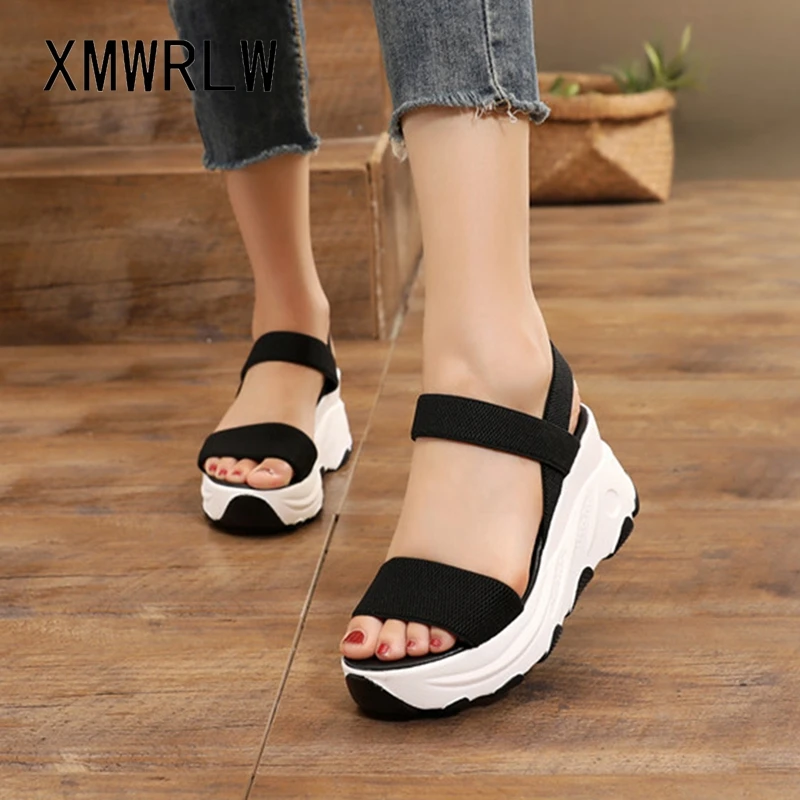 

XMWRLW 2021 Summer Casual Sandals Women Shoes High Heels Ladies Wedges Shoes Women Summer Sandals Solid Color Woman Shoe