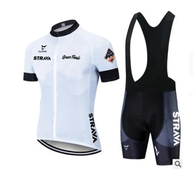 

STRAVA men 2020 Cycling Jersey set Summer Short Sleeve Set Ladies bib shorts Bicycle Clothes Shirt Clothing Suit
