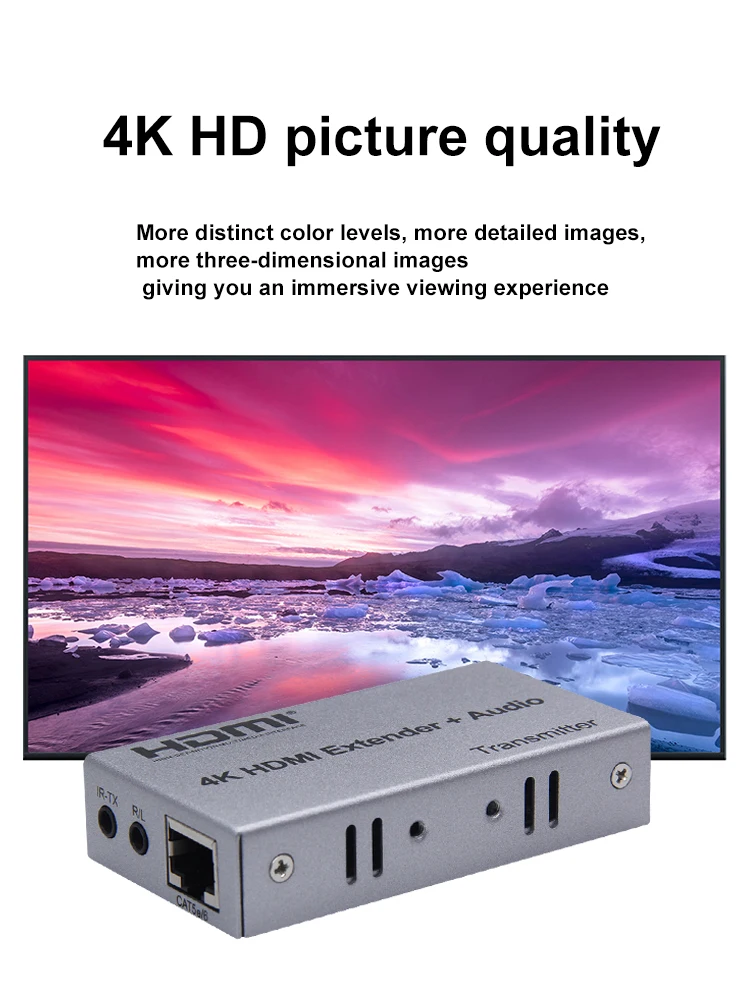 4K HDMI удлинитель 100 м R/L аудио выход Цифровой Hdmi сигнал ИК управление с помощью Cat LAN