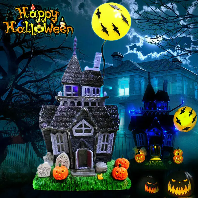 22x14 см Хэллоуин миниатюрные украшения пугающий дом с привидениями мигающие огни