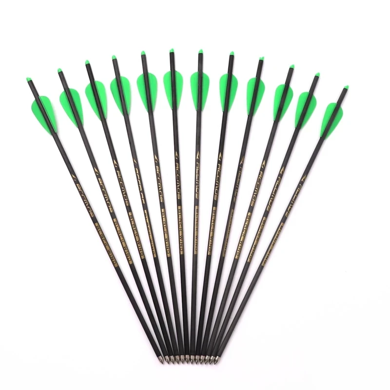 

6/12/24pcs Hunting Archery 13inch Pure Carbon Arrow Crossbow Bolts with 1.7Inch TPU Vane Halfmoon Nock For Crossbow Archery