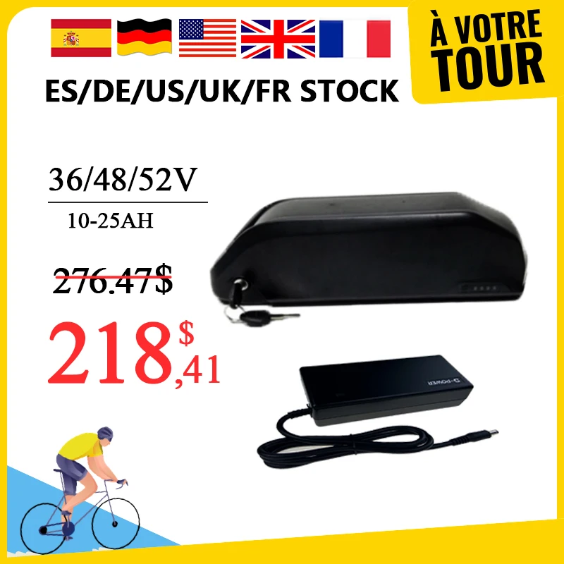 52V 48V батарея 48V17.5Ah 16AH 13AH 20AH Ebike литиевая батарея 1000W BBS02B 750W BBS01B 250W 18650 литиевая батарея E-Bike - изображение