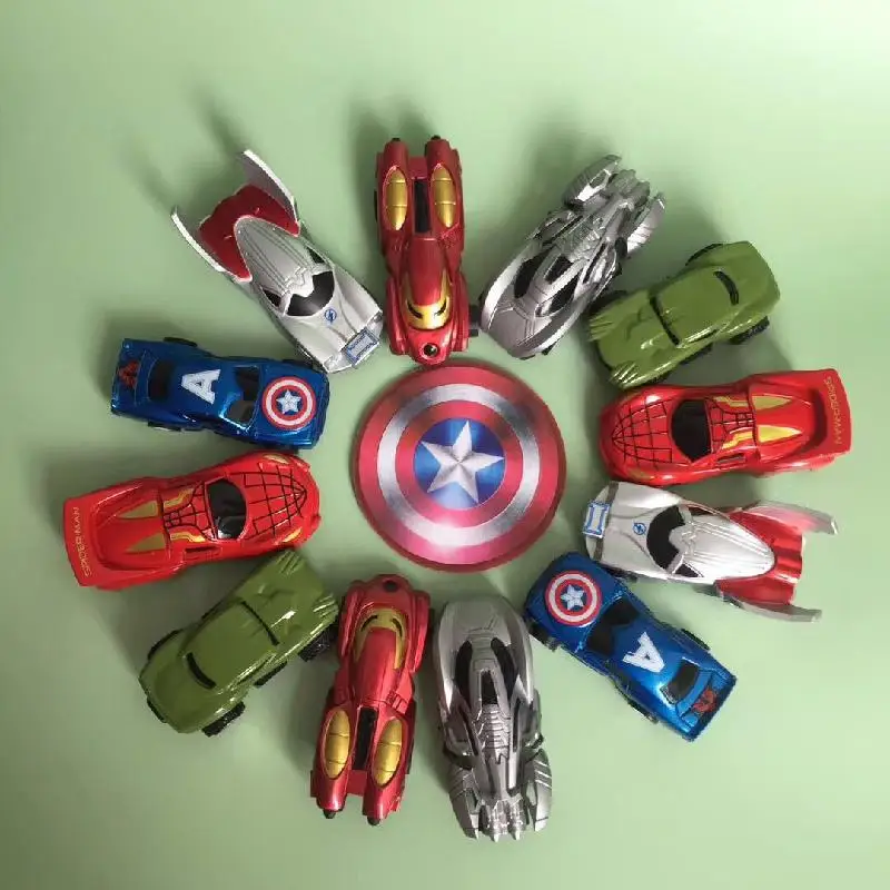 

Disney Anime Movie The Avengers Captain America Model Car Set Toy Action Figures Alloy Car Model Toys For Kids Boy Birthday Gift
