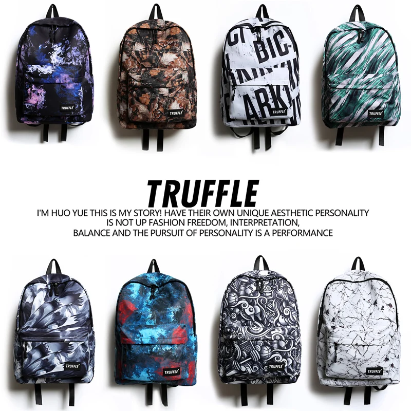 TRUFFLE brand men Backpacks for women Boys Girls Teenagers Fashion school Backpack with Print Abstract Travelling bag for Laptop