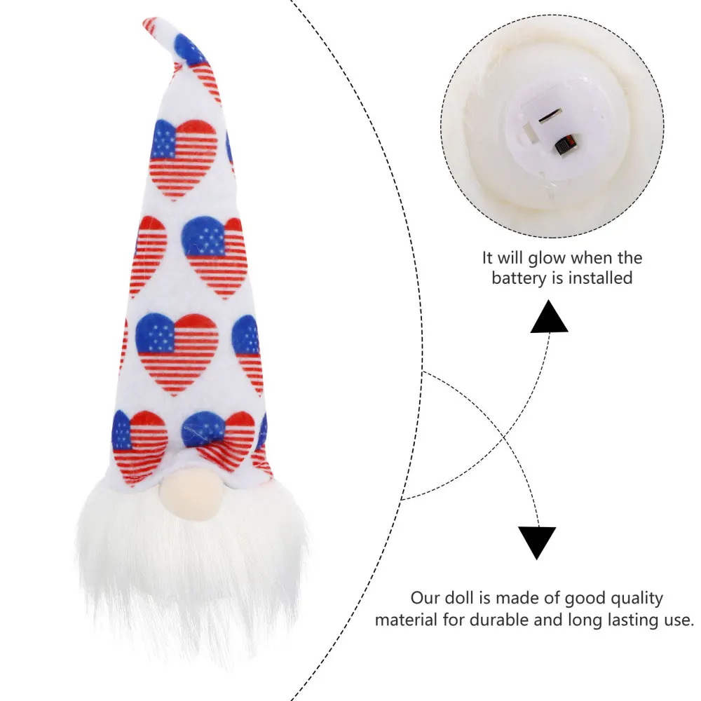 

1pc Gnome Doll with Light Desktop Adornment for American Independence Day