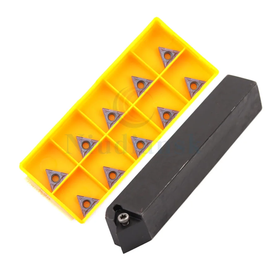 

1pc STECR1616H11 CNC turning tool holder triangle 60° external turning tool holder+10pcs TCMT1102 TCGT1102 Hard alloy insert set