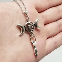 triple moon goddess wiccan jewelry hecate necklace triple goddess wiccan pendant