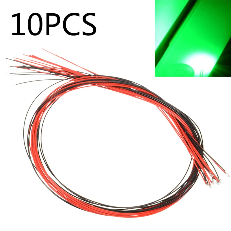 10 шт. SMD Зеленый светодиод 0402 предварительно припаянные Micro Litz Проводные зеленые