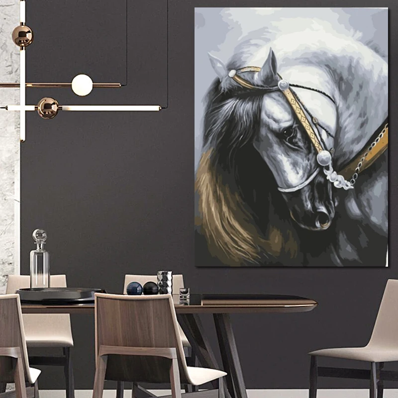 Diy краски по номерам картина Рисование с комплектами животное лошадь ручная