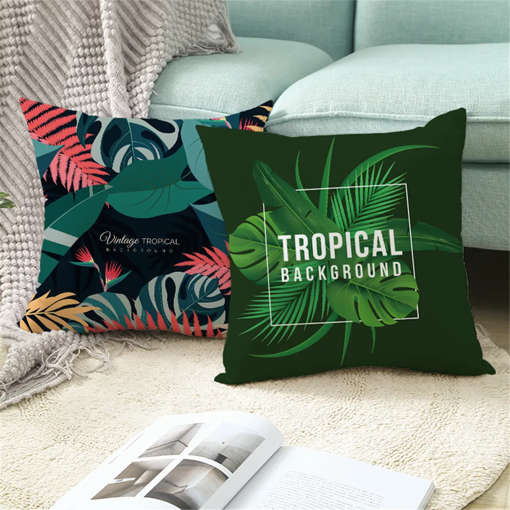 

Custon Black Tropical Pillowcases Decorative Sofa Room Bed Pillow Cover Home Car Cute Cushion Case 45*45cm(One Side) TPR046
