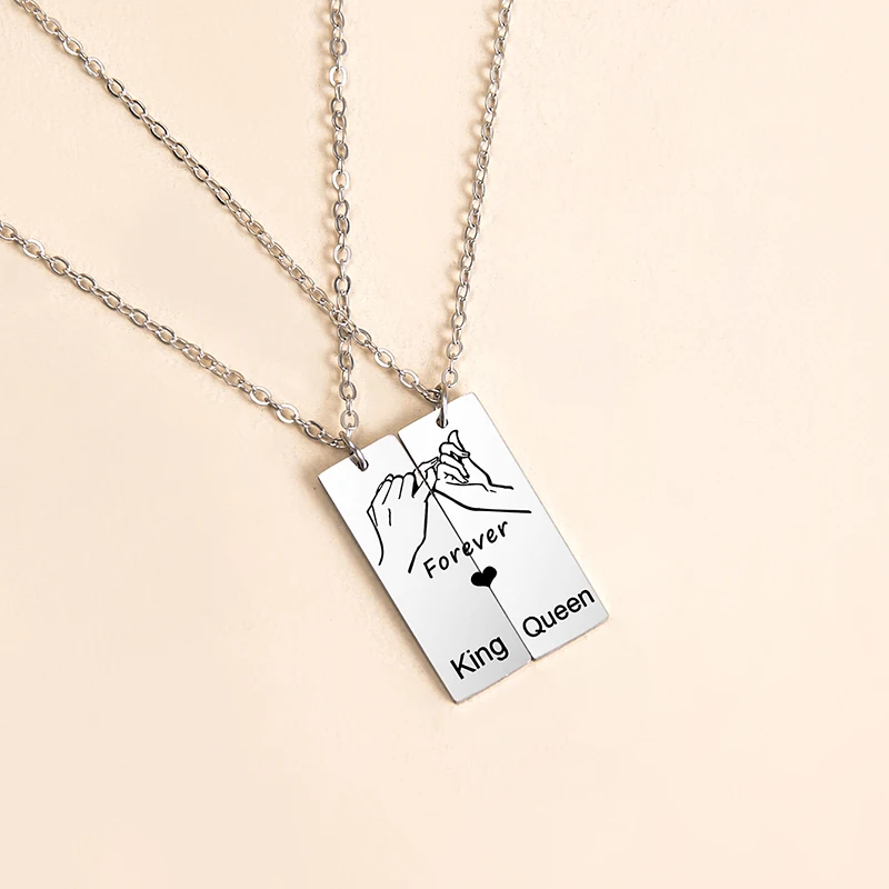 Ожерелье с прямоугольной подвеской из нержавеющей стали для влюбленных 2