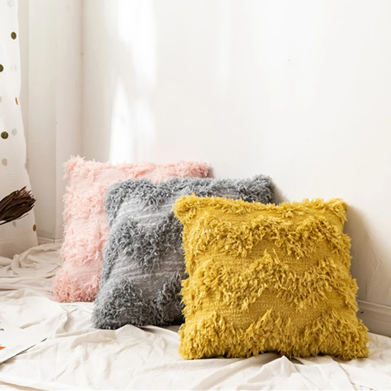 Модный простой Чехол на подушку однотонный волнистый узор в полоску мягкий